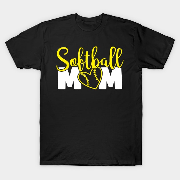 Softball Mom - Heart T-Shirt by Proud Parent